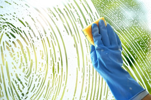 Office cleaners working in a N1 workplace reception area
