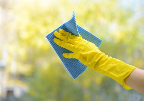 Professional cleaners maintaining reception and meeting areas in N1 offices