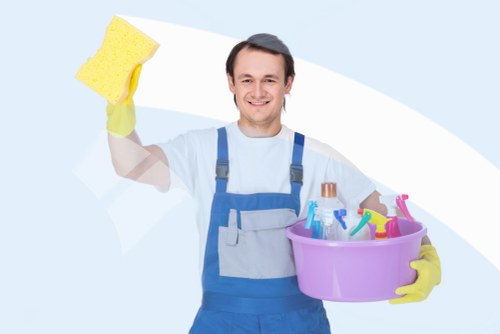 Local cleaning team maintaining an N1 office kitchen and communal space