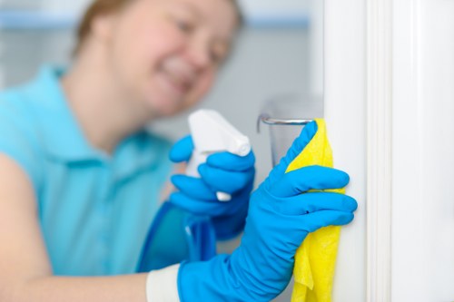 Carpet cleaner working in an N1 home hallway