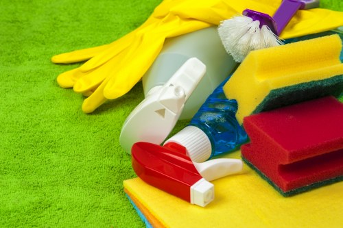 Professional carpet cleaning in progress with attention to ventilation and cord safety